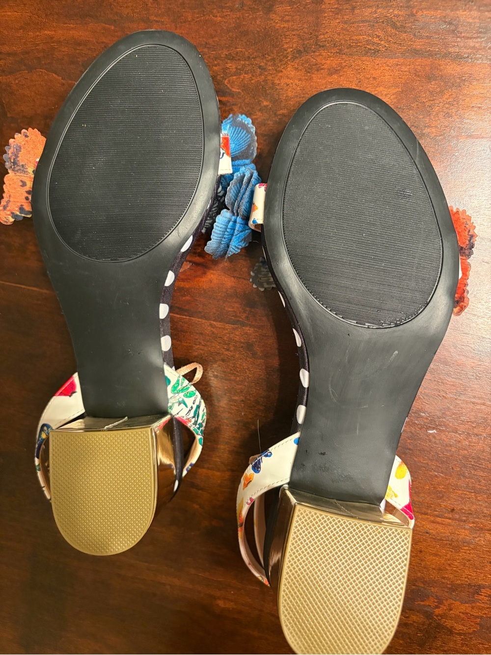 Betsey Johnson Black & Multi Butterfly Polka-Dot Ankle-Strap Heels - Picture 5 of 5